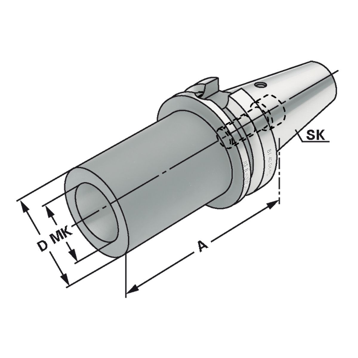 Zwischenhülse BT 40-4-95 für MK mit Anzugsgewinde DIN 6364