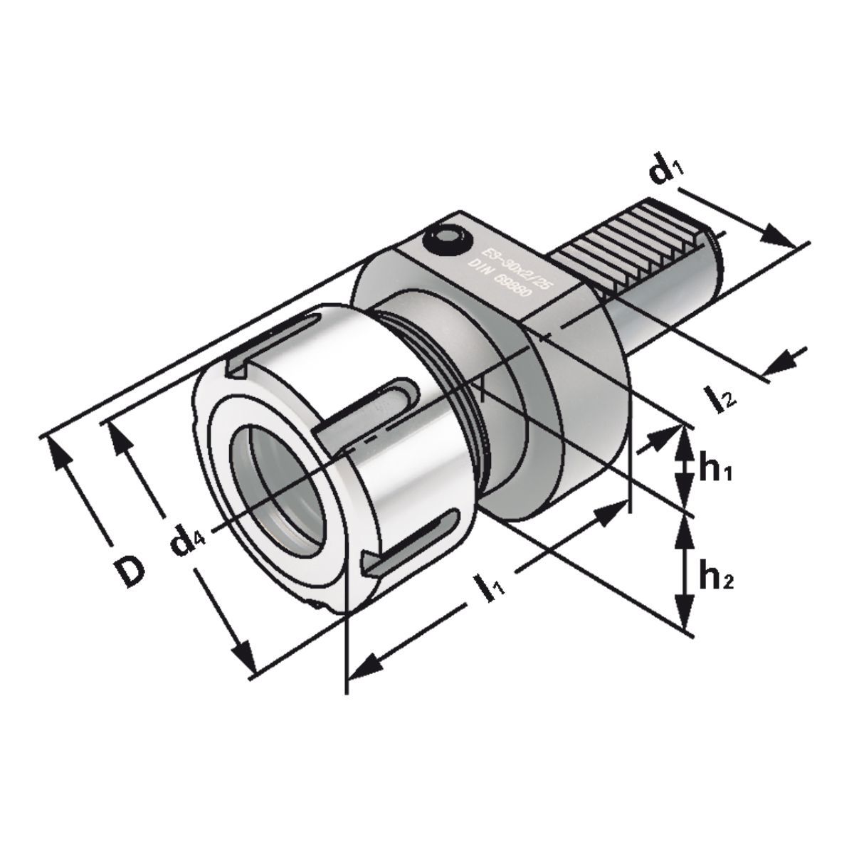 Spannzangenhalter E3-16x2-16 OZ16 DIN 69880 (ISO 10889)