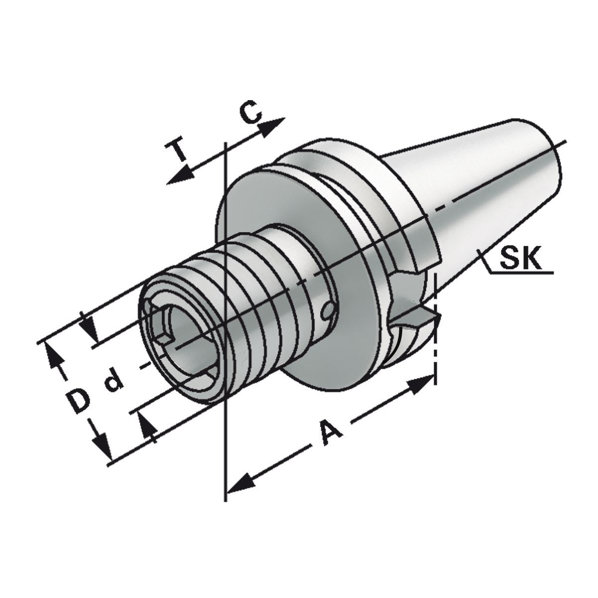 Gewindeschneidfutter BT 40 - M3-M14 - Gr.1 mit Längenausgleich auf Druck und Zug