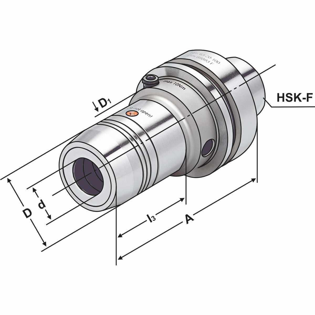 Hydro-Dehnspannfutter HSK 63-10-100 DIN 69893 Form F