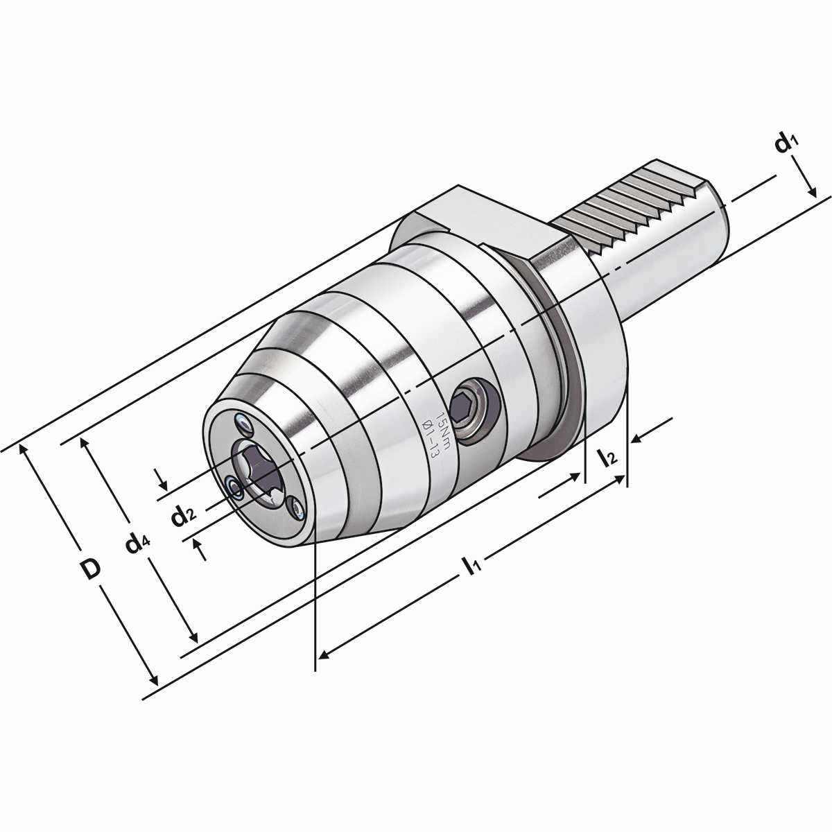 CNC-Bohrfutter 16x1/13-87 mit Kugelspritzdüsen