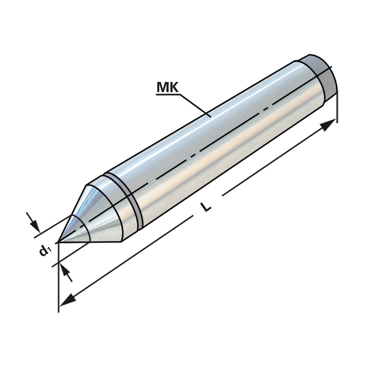 Hartmetall Zentrierspitzen | MK 1 | DIN 806 E Volle Ausführung mit Hartmetall-Einsatz