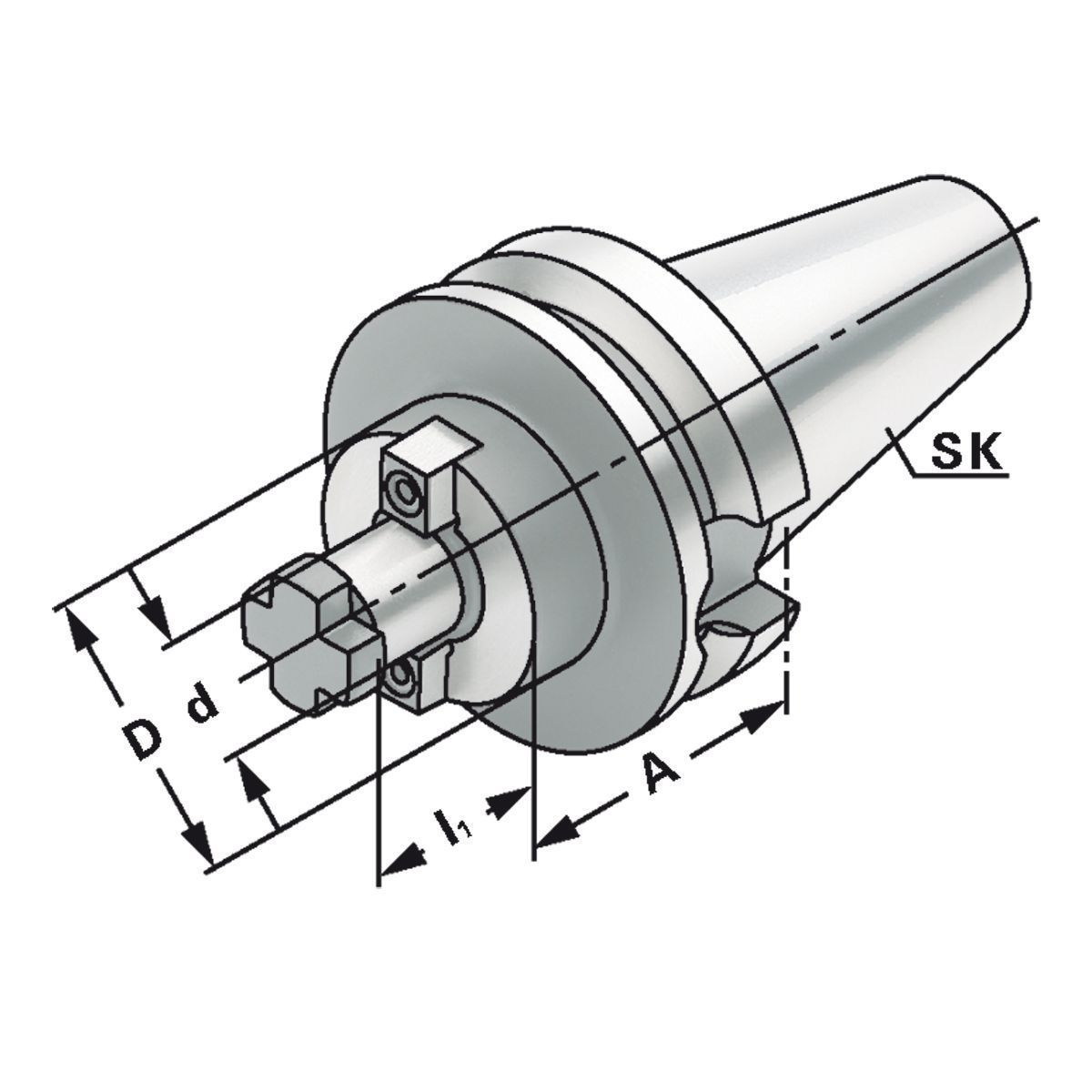 Quernut-Aufsteckdorn BT 50-60-80 JIS B 6339 (MAS-BT) AD/B