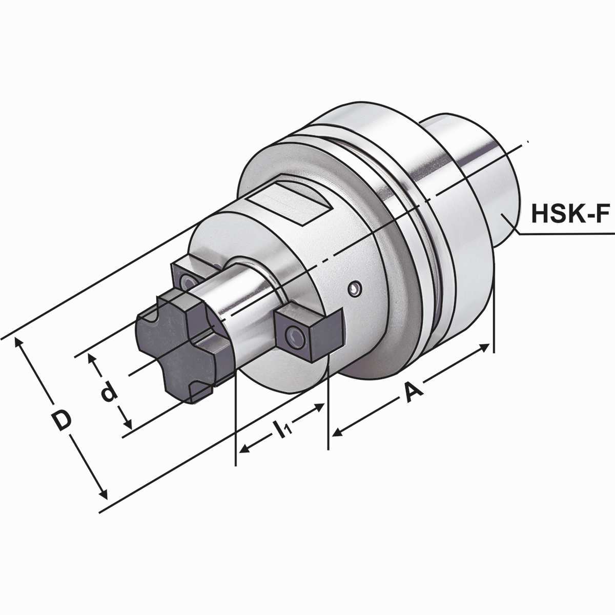 F63-11-40_2 Quernut-Aufsteckdorne HSK 63-40-60 mit vergrößertem Bunddurchmesser