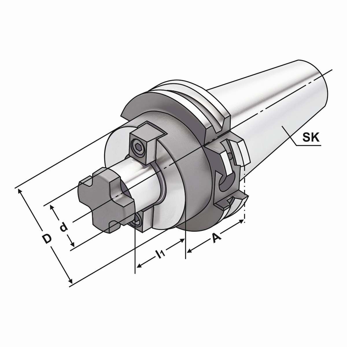 Quernut-Aufsteckdorn SK 30-22-40 mit vergrößertem Bunddurchmesser