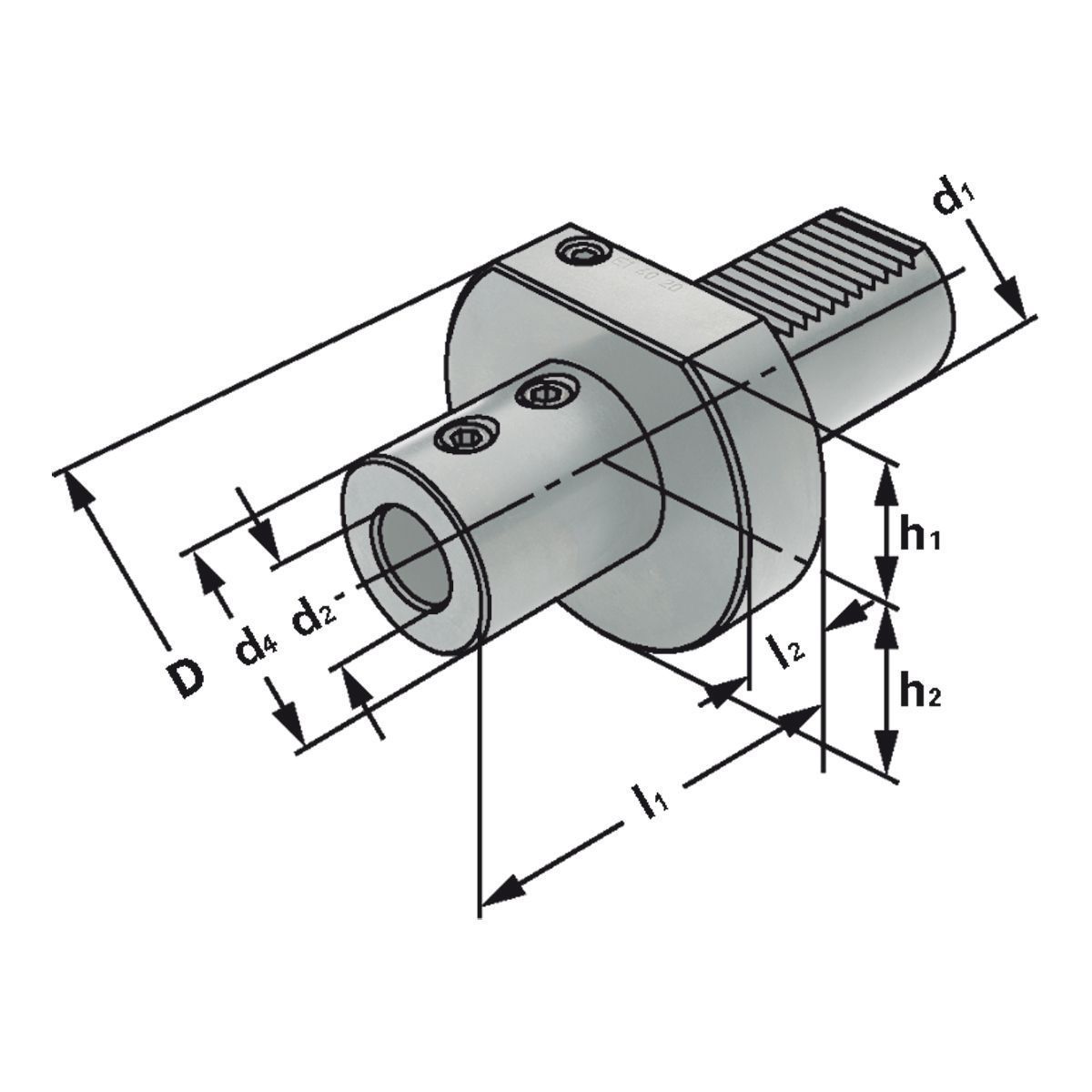 Bohrerhalter für Wendeplattenbohrer E1-20x20 DIN 69880 (ISO 10889)