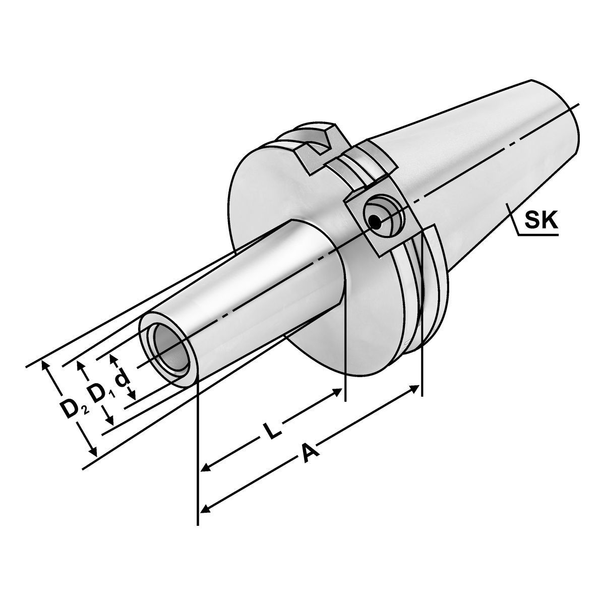 Fräsaufnahme für Einschraubfräser SK50-M12-69-L50 DIN 69871 AD/B