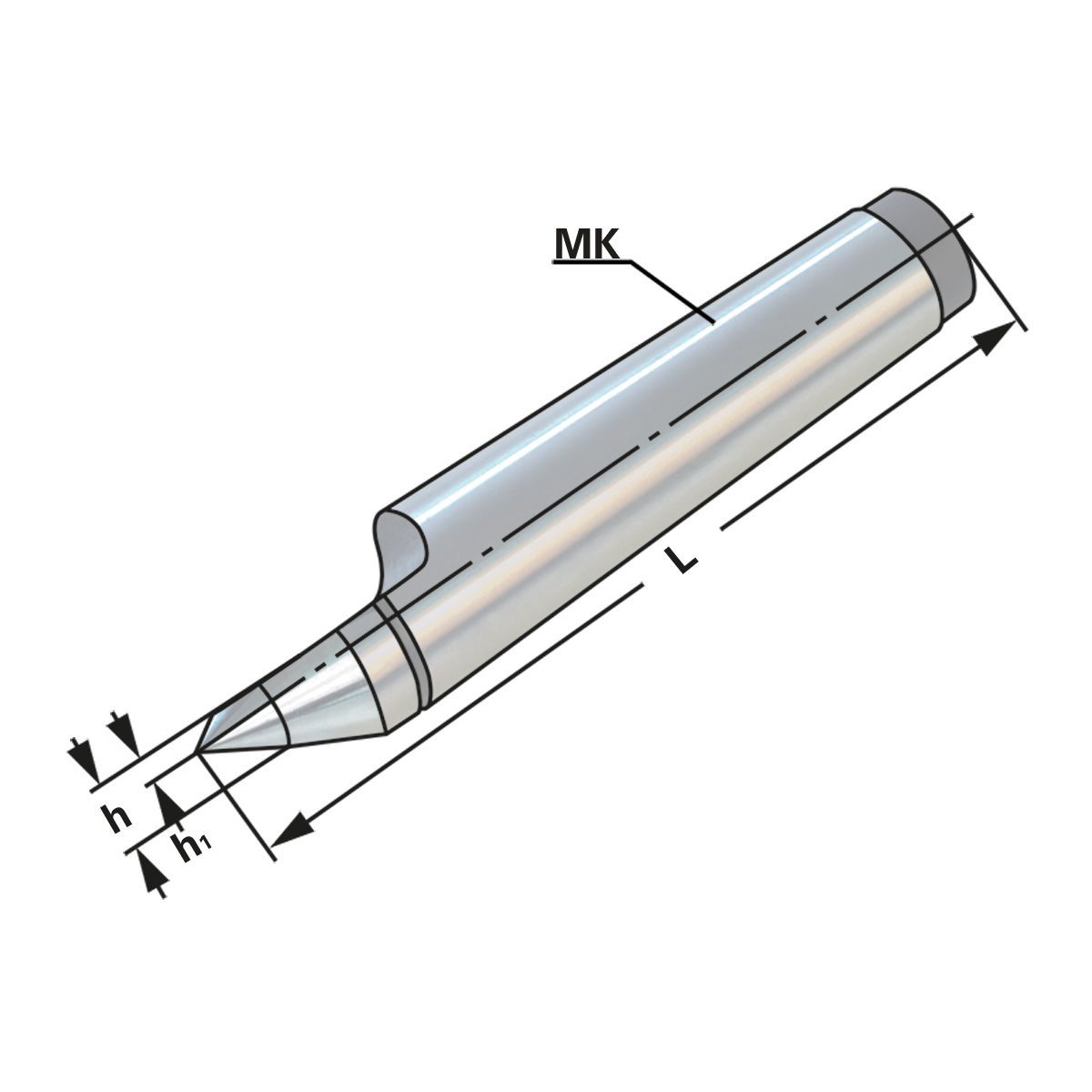 Hartmetall Zentrierspitzen | MK 3 | DIN 806 HE abgeflachte Ausführung mit Hartmetall-Einsatz