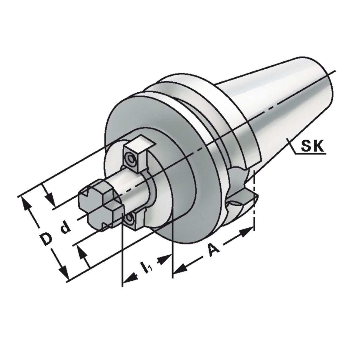 Quernut-Aufsteckdorn BT 40-16-100 JIS B 6339 (MAS-BT) AD/B