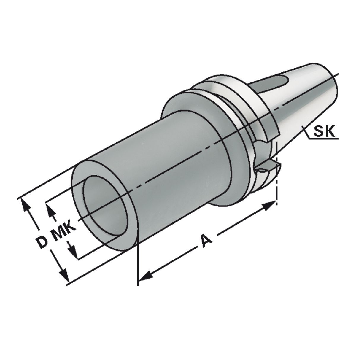 Zwischenhülse BT 40-1-50 für MK mit Austreiblappen DIN 6383