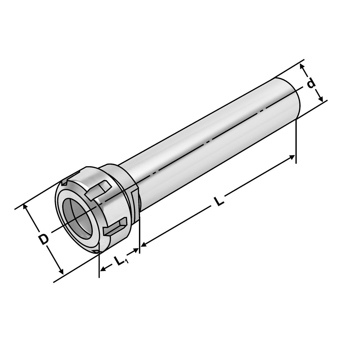 120-02-16_2 Spannfutter Zylinderschaft ER25-2/16-150 | Ø = 20