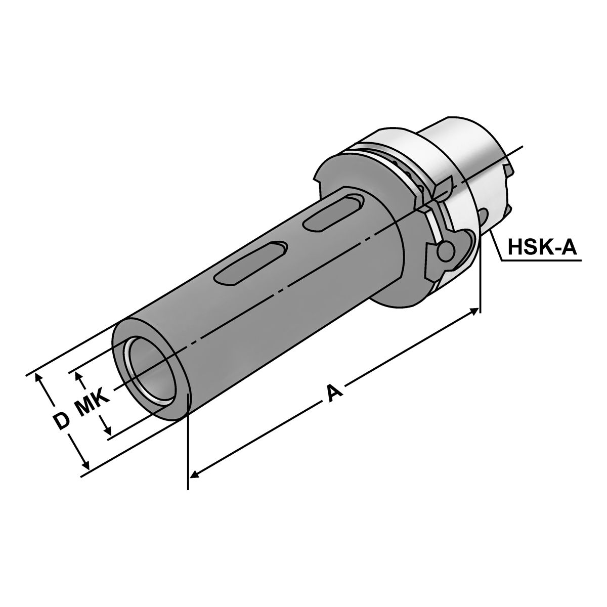 Zwischenhülse HSK 63-1-100 für MK mit Austreiblappen DIN 6383