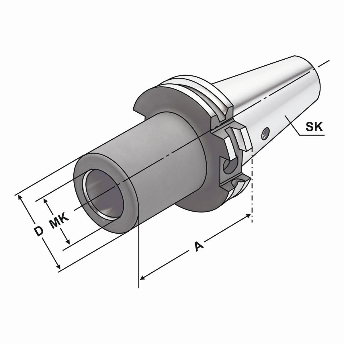 Zwischenhülse SK 40-2-50 für MK mit Anzugsgewinde DIN 6364