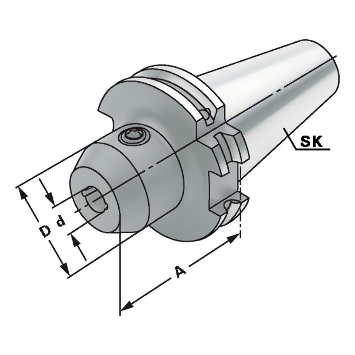 Fräseraufnahme SK 50-08-100 mit Kühlkanälen