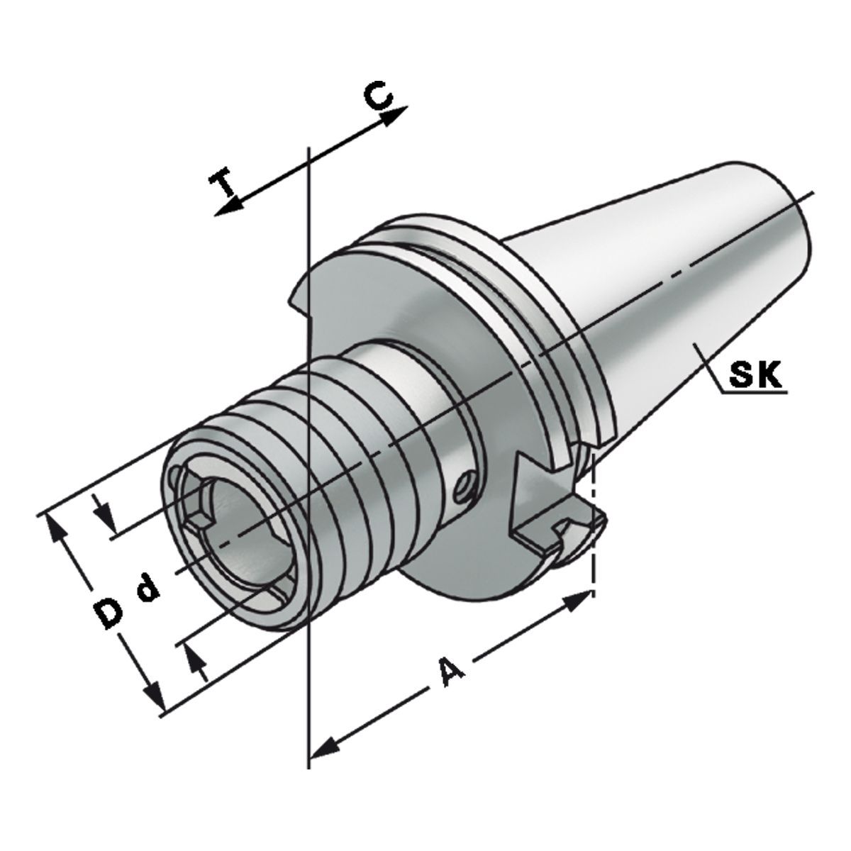 Gewindeschneidfutter SK 40 - M14-M36 - Gr.3 mit Längenausgleich auf Druck und Zug