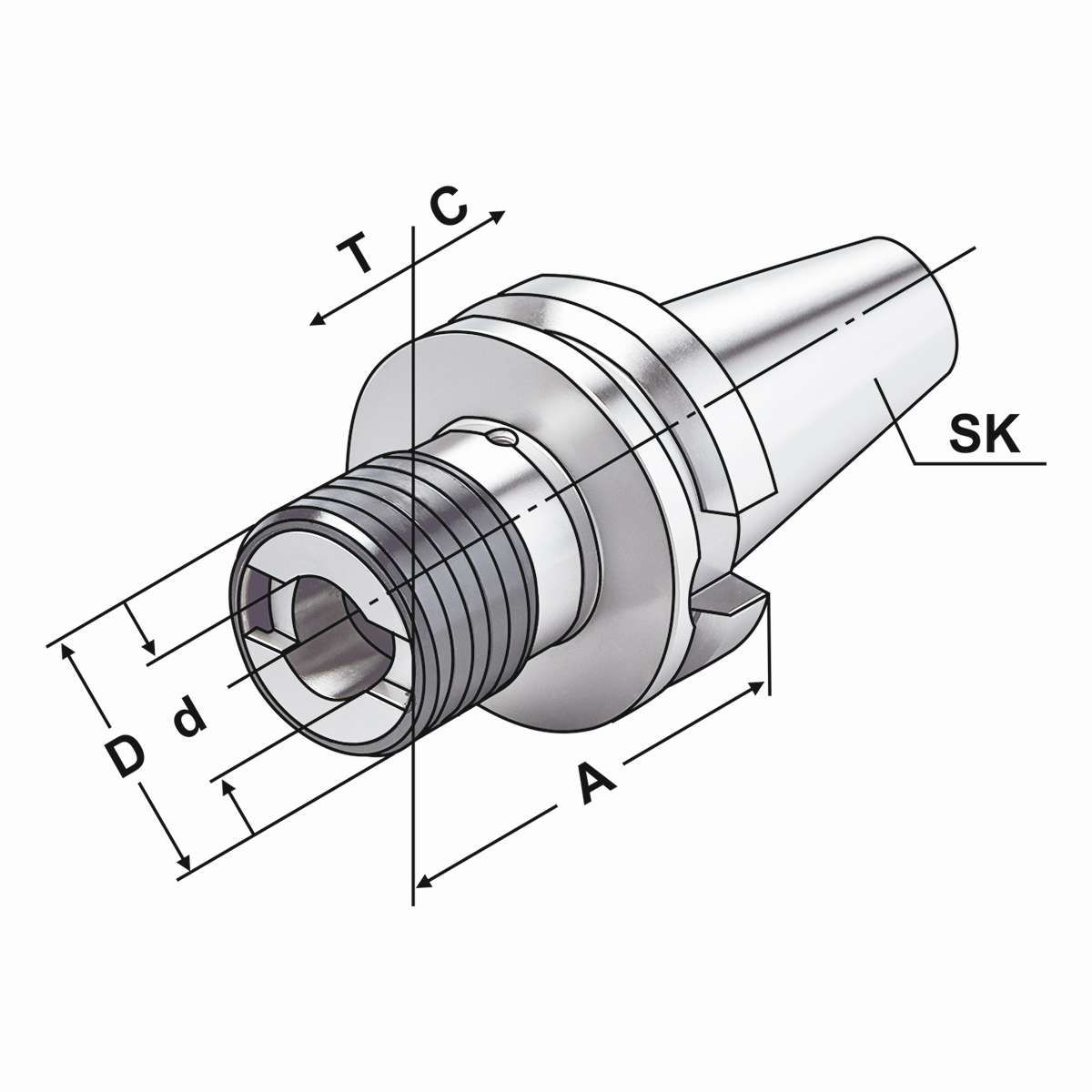 Gewindeschneidfutter BT 40 - M5-M22 - Gr.2 mit Längenausgleich auf Druck und Zug