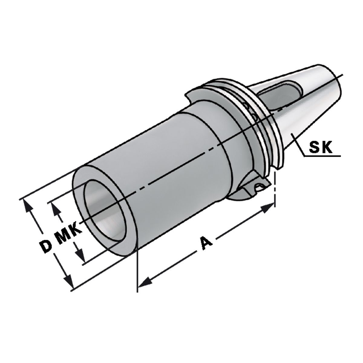 Zwischenhülse SK 40-2-50 für MK mit Austreiblappen DIN 6383