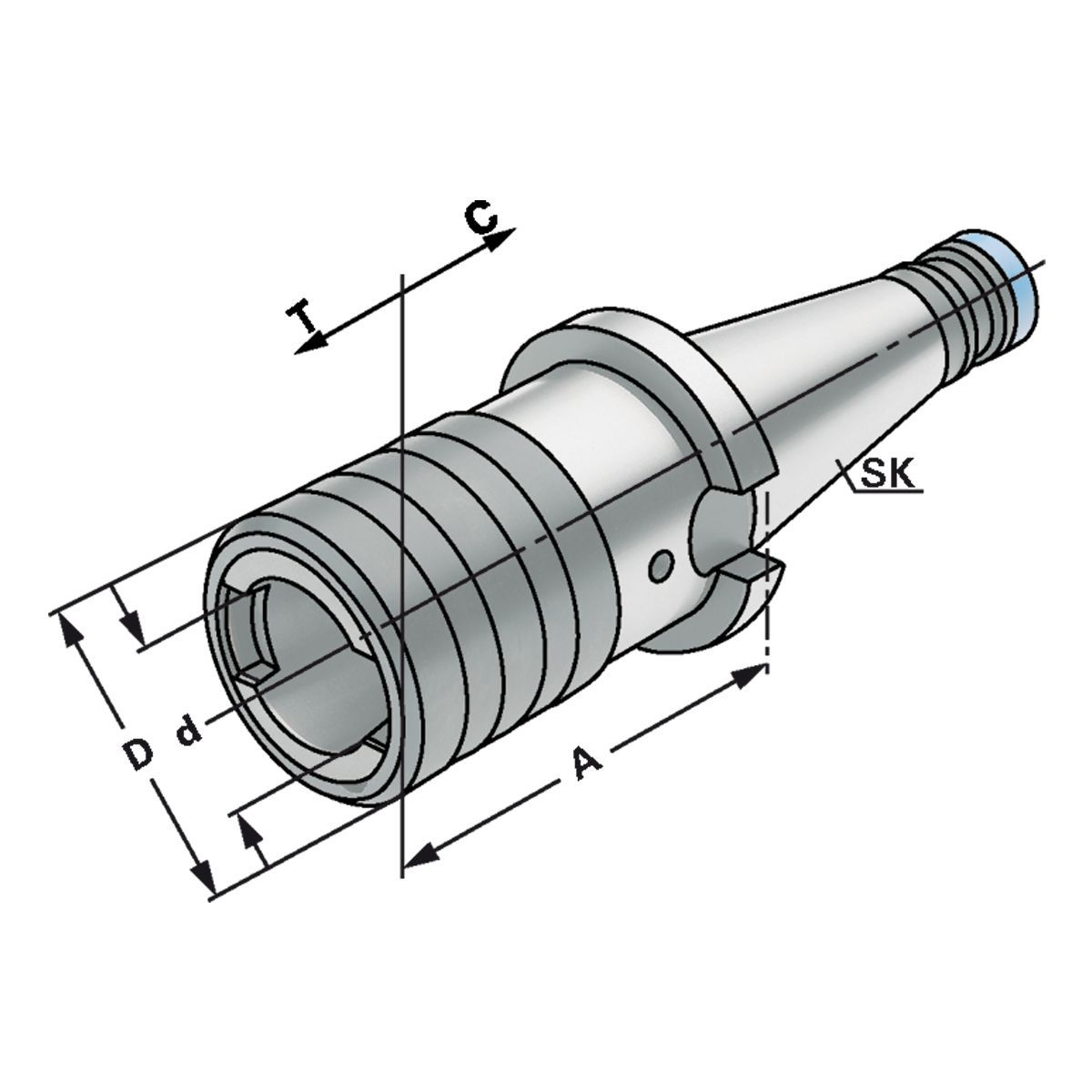 Gewindeschneidfutter SK 40 - M3-M14 - Gr.1 mit Längenausgleich auf Druck und Zug