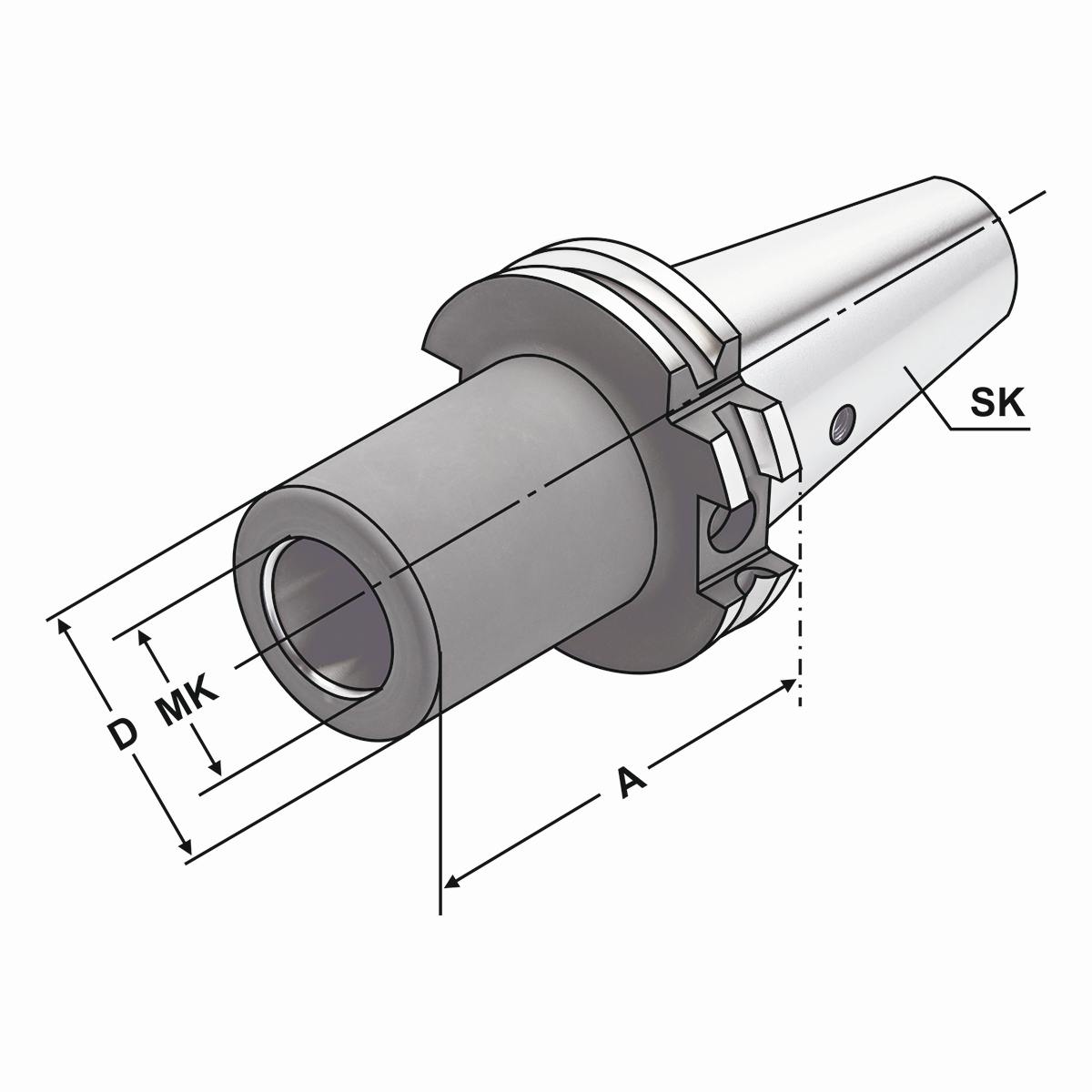 Zwischenhülse SK 40-1-50 für MK mit Anzugsgewinde DIN 6364