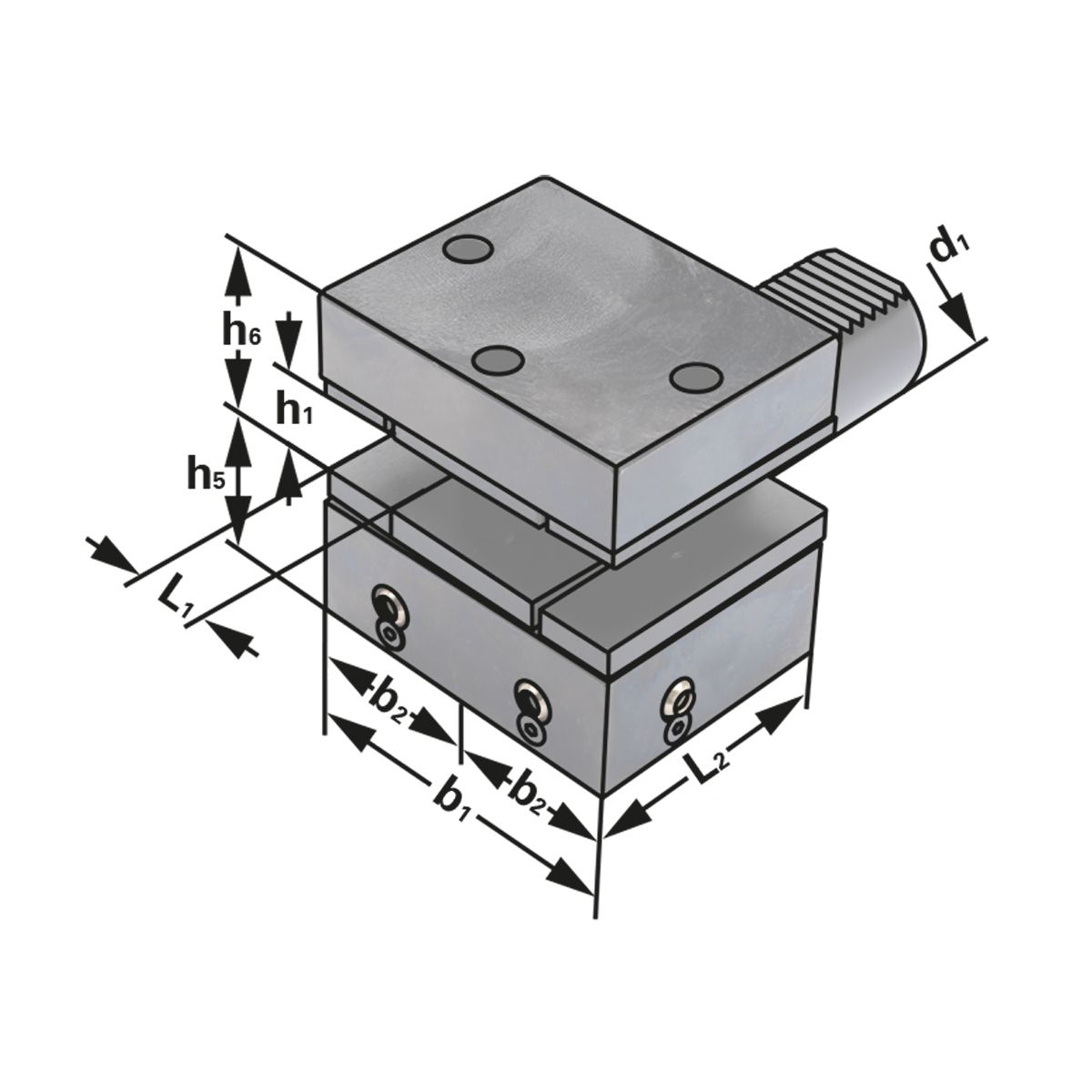 Vierkant-Mehrfach-Aufnahme, Überkopf Form D2 30-20-60 DIN 69880 (ISO 10889)