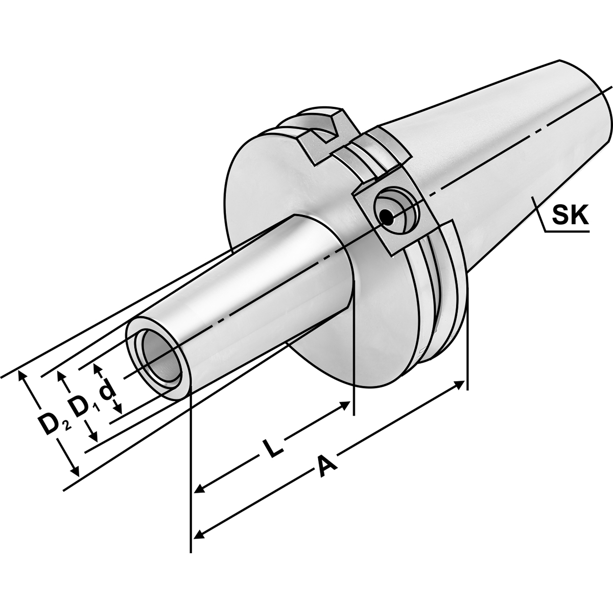Fräsaufnahme für Einschraubfräser SK40-M6-44-L25 DIN 69871 AD/B