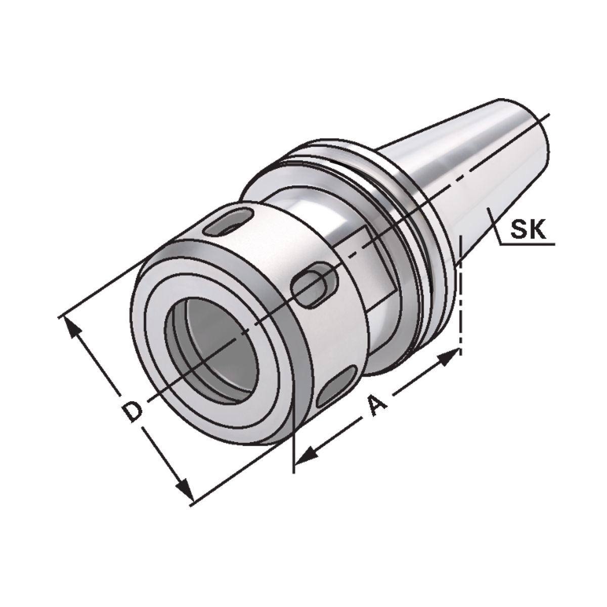 Spannfutter SK 40-2/25-63 OZ25 ohne Mitnehmernuten / Mitnehmerausfräsung