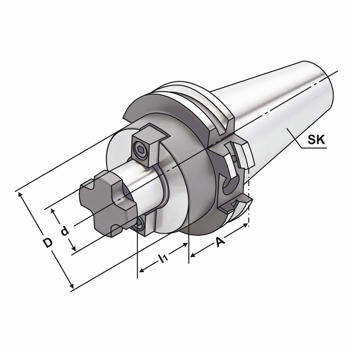 Quernut-Aufsteckdorn SK 30-16-40 mit vergrößertem Bunddurchmesser