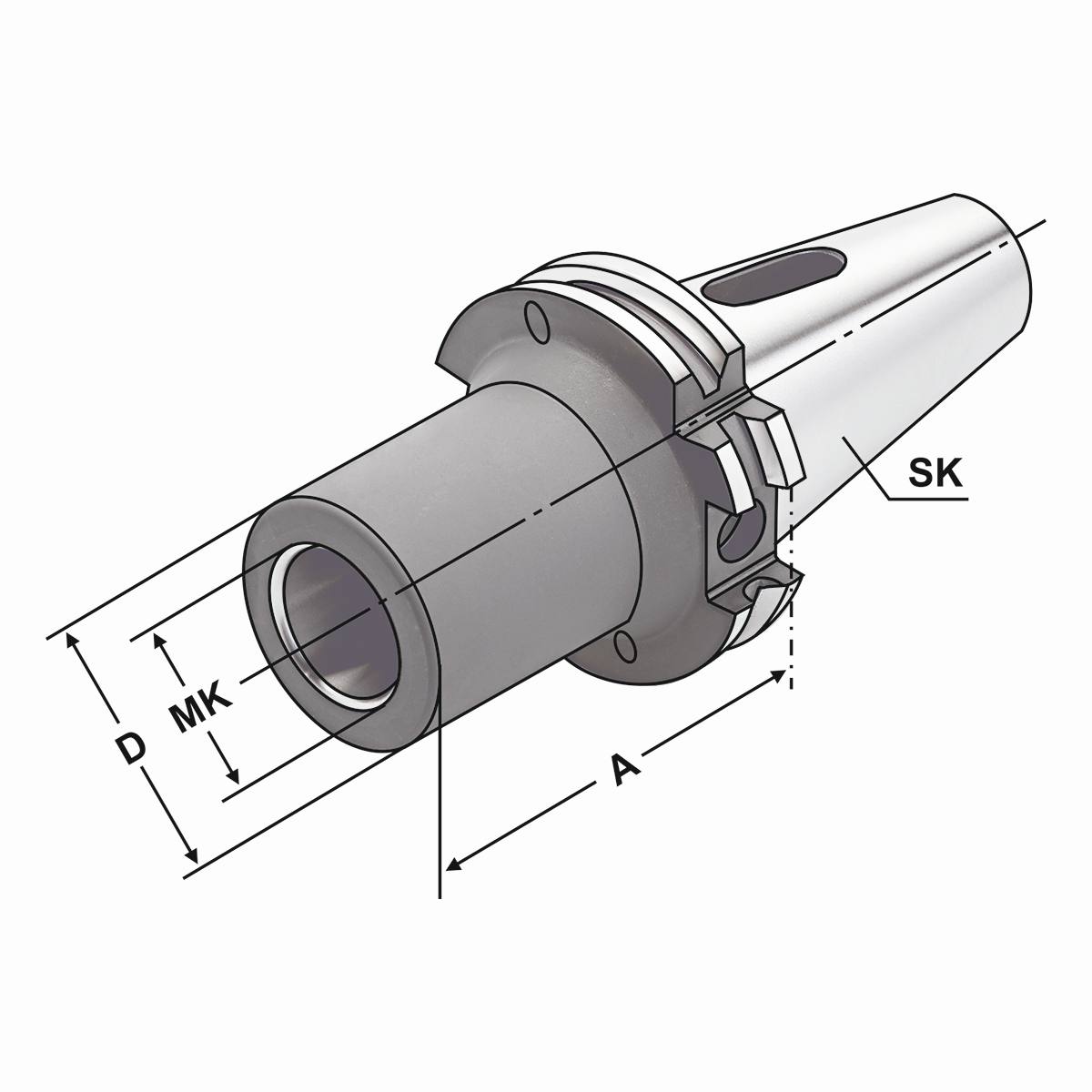 Zwischenhülse SK 40-1-50 für MK mit Austreiblappen DIN 6383