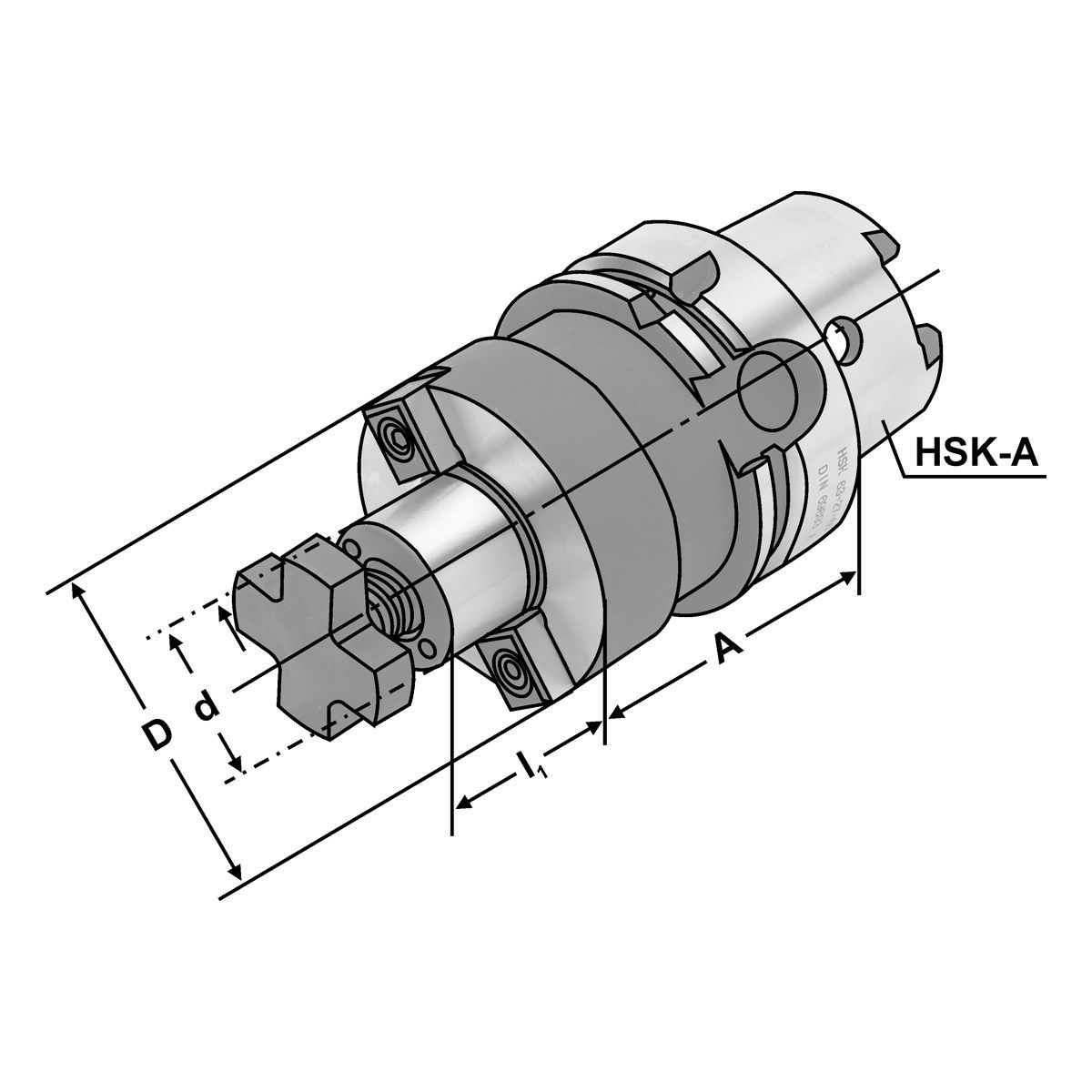 A63-11-40_2 Quernut-Aufsteckdorn HSK 63-40-60 mit vergrößertem Bunddurchmesser