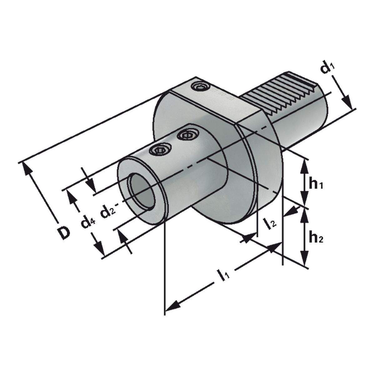 Bohrerhalter für Wendeplattenbohrer E1-50x50 DIN 69880 (ISO 10889)