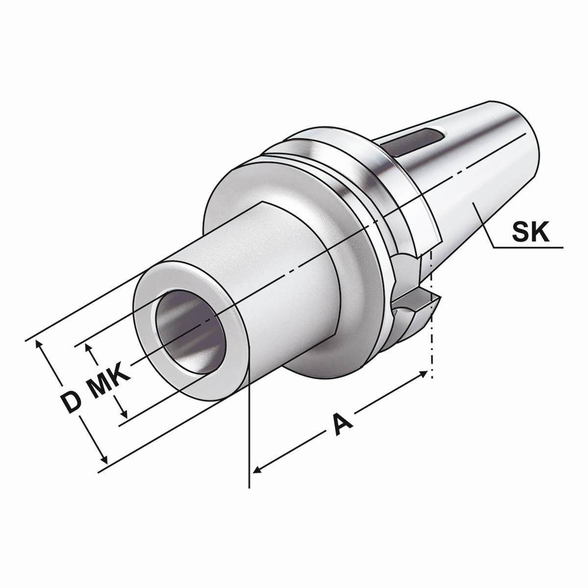 Zwischenhülse BT 40-3-70 für MK mit Austreiblappen DIN 6383