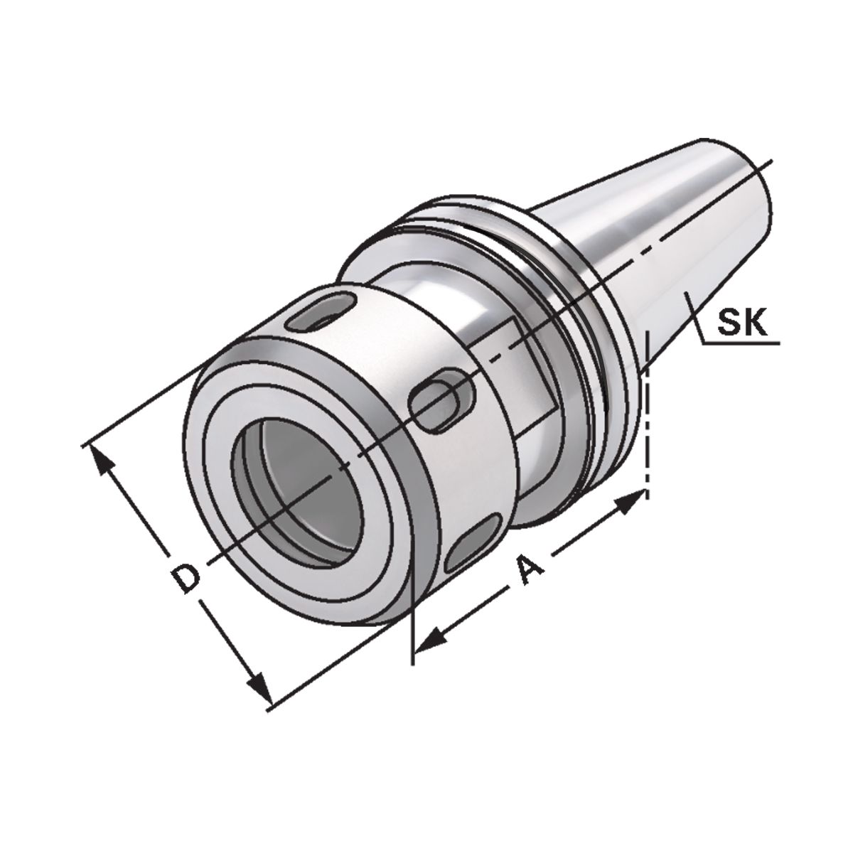 Spannfutter SK 30-2/25-71 OZ25 ohne Mitnehmernuten / Mitnehmerausfräsung