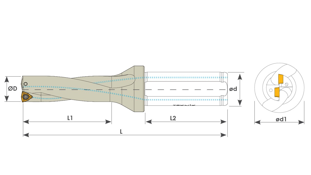 Zeichnung-WCMX WCMX Wendeplatten Vollbohrer 2xD