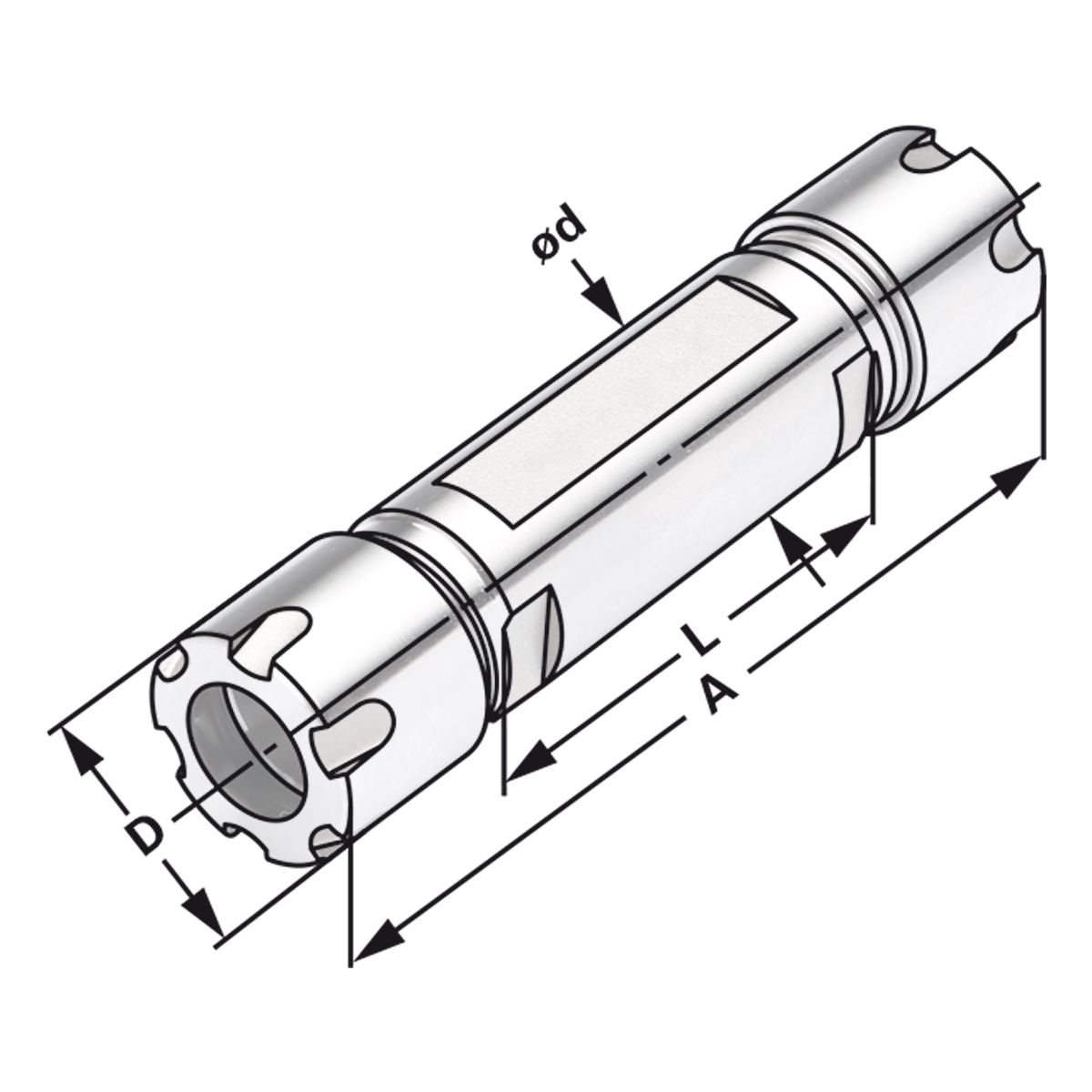 Doppel-Spannzangenhalter mit Minimutter ER16-1/10-123 | Ø = 20