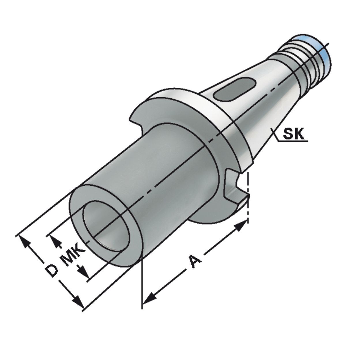 Zwischenhülse SK 40-2-50 für MK mit Austreiblappen DIN 6383