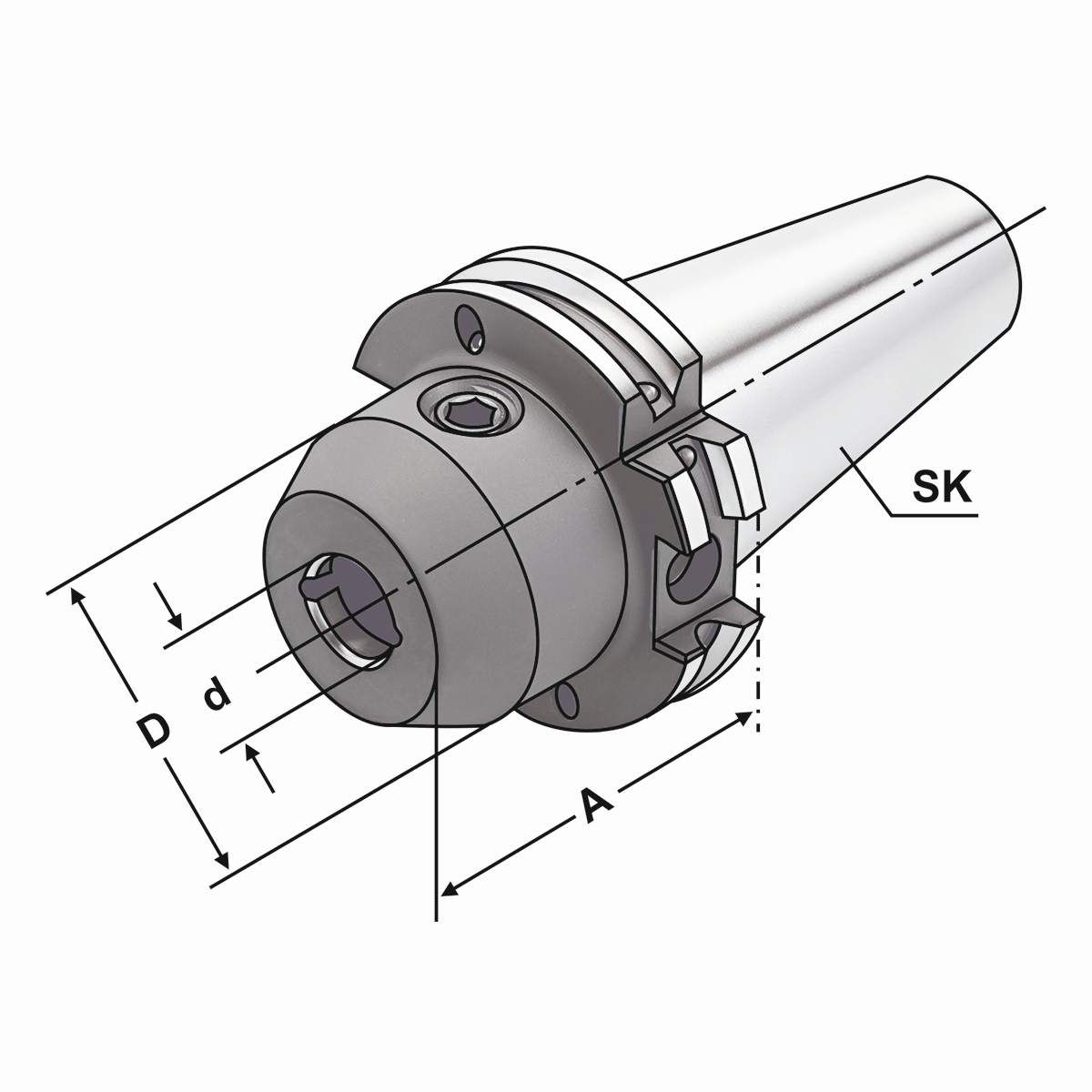 Fräseraufnahme SK 40-16-63 mit Kühlkanälen