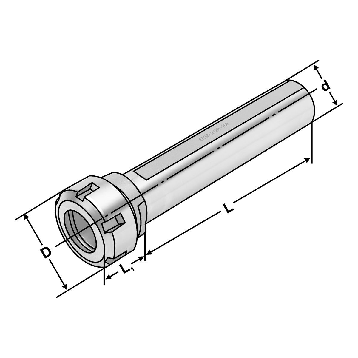 Spannfutter Zylinderschaft ER25-2/16-150 | Ø = 20