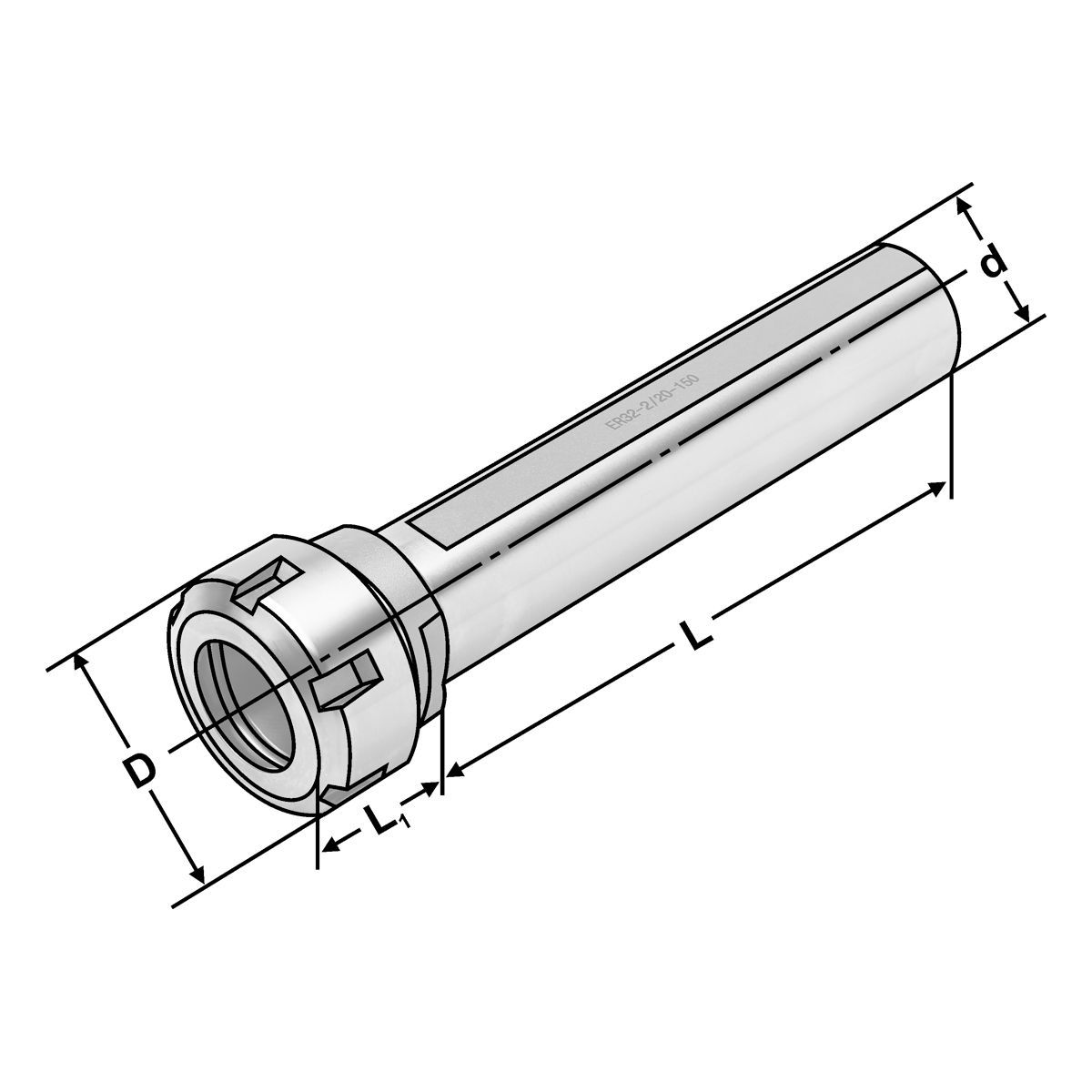 120-02-04-16_2 Spannfutter Zylinderschaft ER25-2/16-150 | Ø = 20