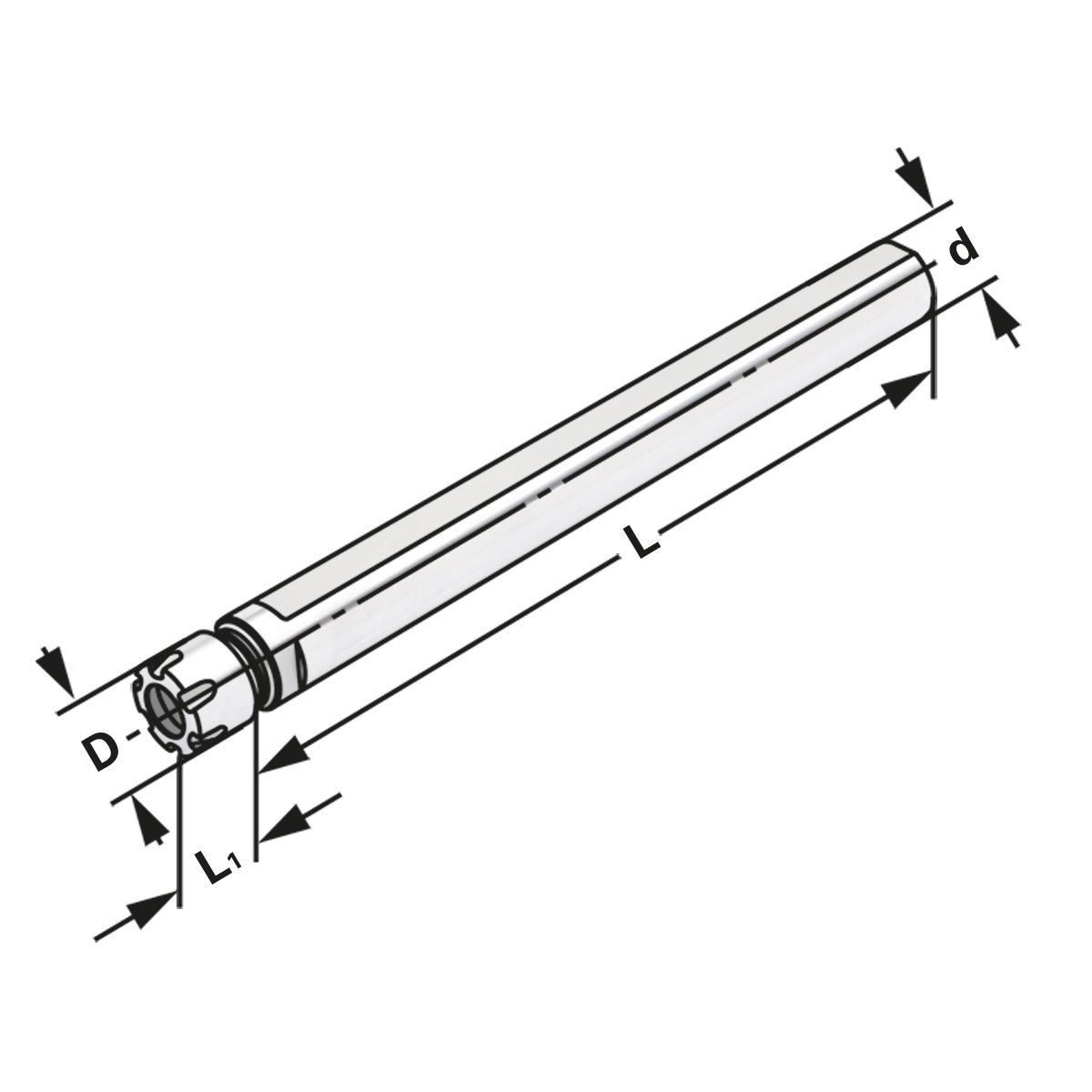 Spannfutter Zylinderschaft mit Minimutter ER16-1/10-150 | Ø = 20