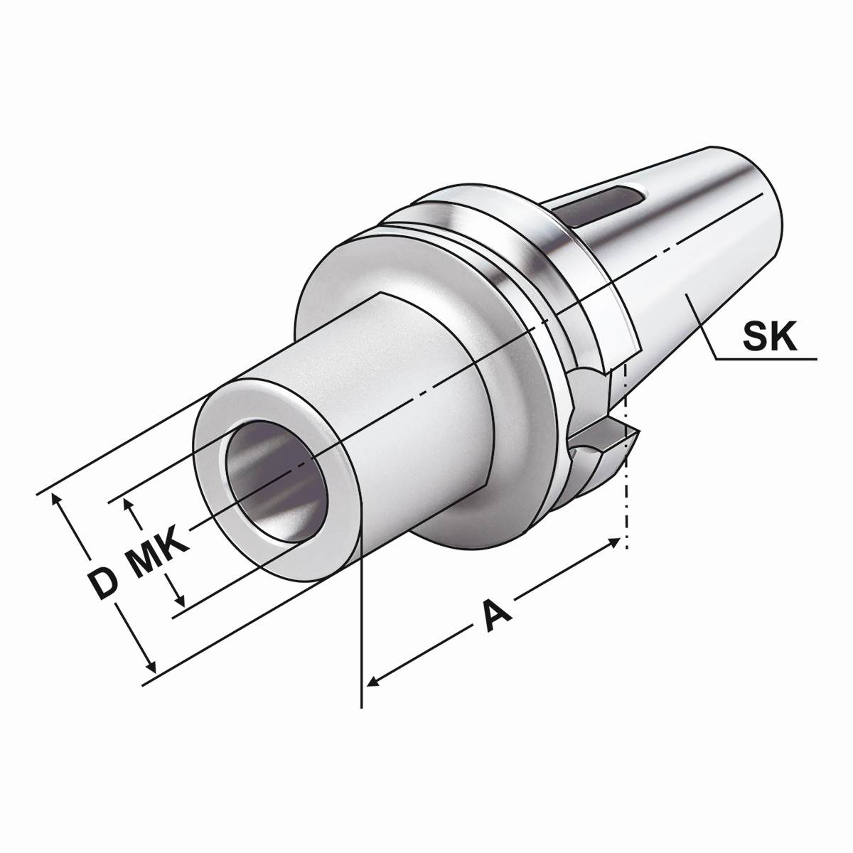 Zwischenhülse BT 40-1-50 für MK mit Austreiblappen DIN 6383