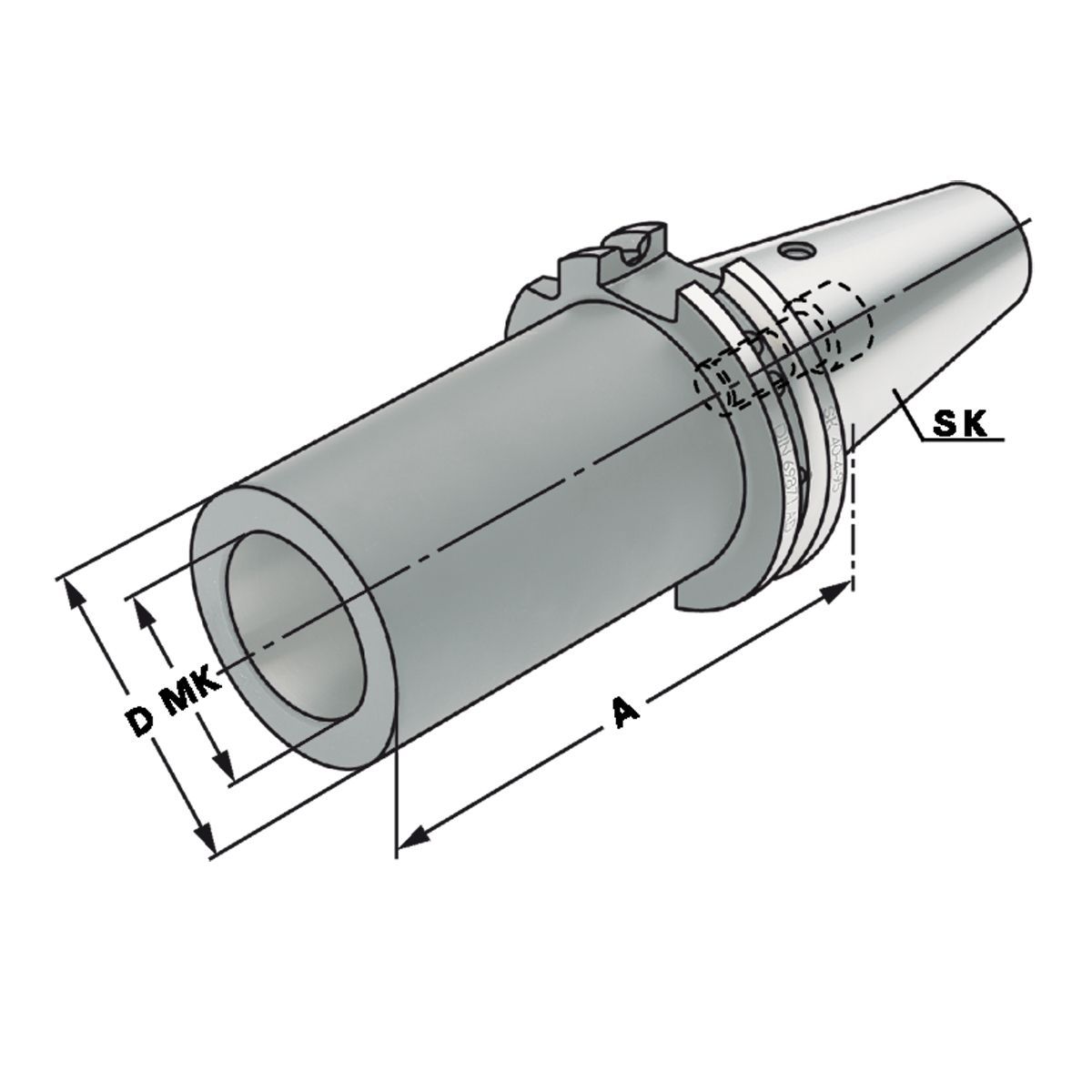 Zwischenhülse SK 50-1-45 für MK mit Anzugsgewinde DIN 6364