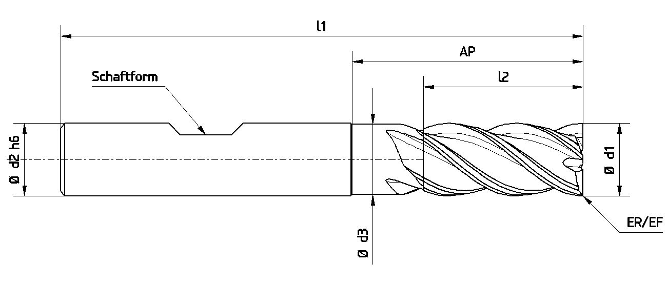 VHM-Schaftfräser Universal Z3 EF