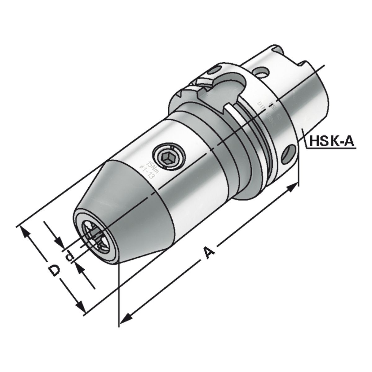 A100-15-13_2 CNC-Bohrfutter HSK 100-1/13-107 DIN 69893 Form A