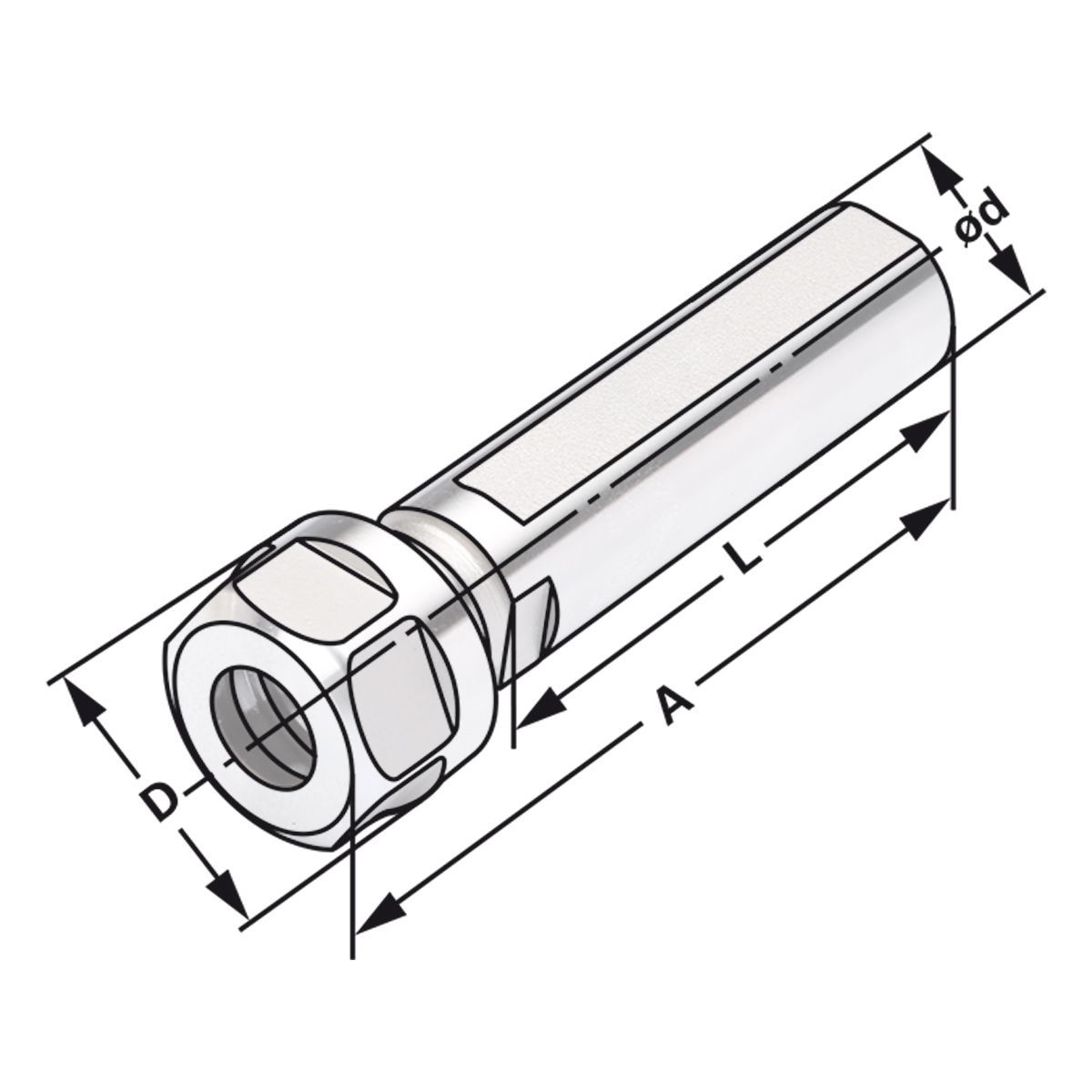 120-02-A-10_2 Spannfutter Zylinderschaft ER16-1/10-96,50 | Ø = 20