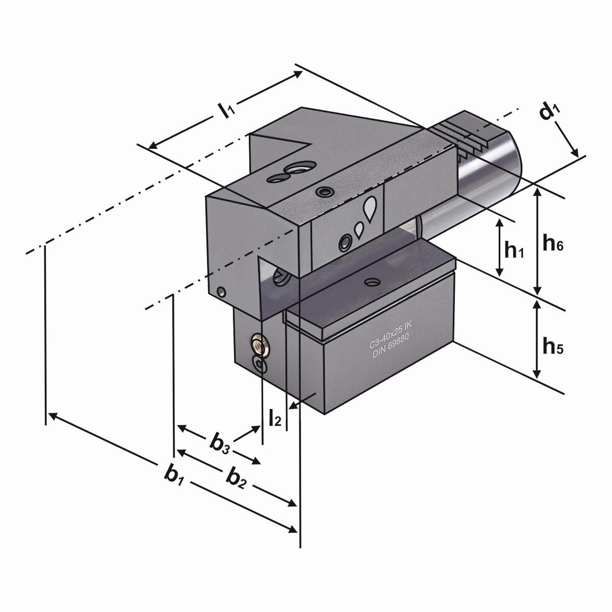 Axial-Werkzeughalter C3-40x25 DIN 69880 (ISO 10889)