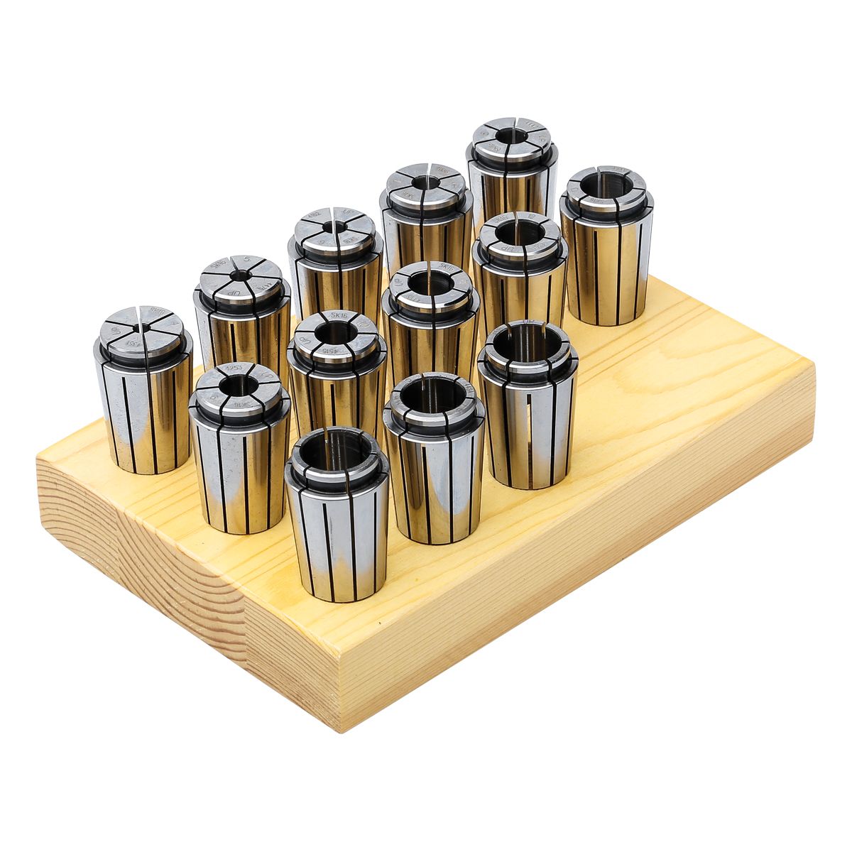 490EK-S_1 Spannzangensatz | 5 µm | KPS10 | System KPS 9-teiliger Satz im Holzsockel