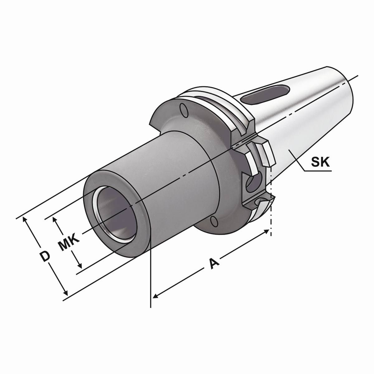 Zwischenhülse SK 40-2-50 für MK mit Austreiblappen DIN 6383